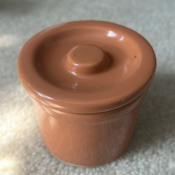 Terracotta Color Ceramic Butter crock salt cellar - Picture 1 of 3